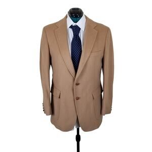 Hunting Horn Camel Hair Blend Mens Blazer Camel Tan 2-Button Notch Lapel Size 42